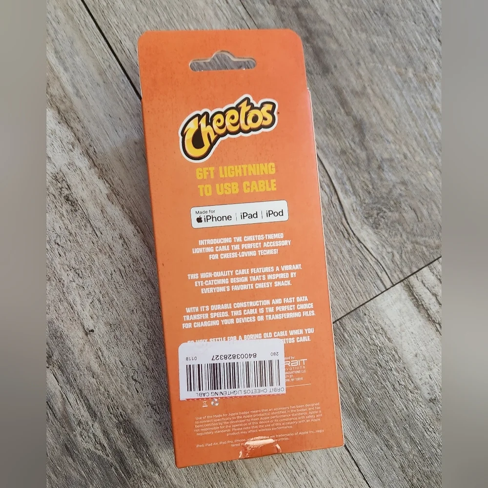 Orbit Cheetos Junk Food 6ft Lightning USB Cable